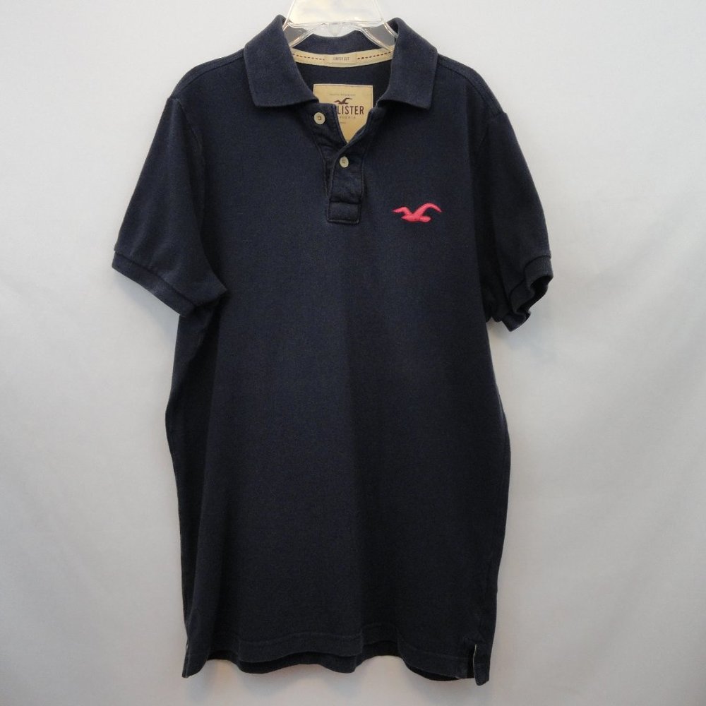 Hollister Navy Mens Polo Shirt Surfer Cut Size L